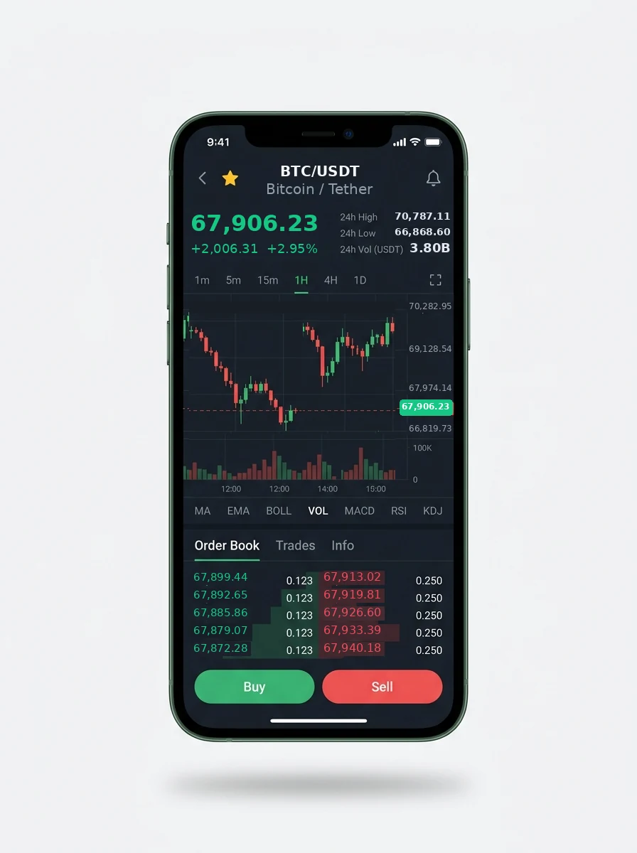The same portfolio view on a phone screen